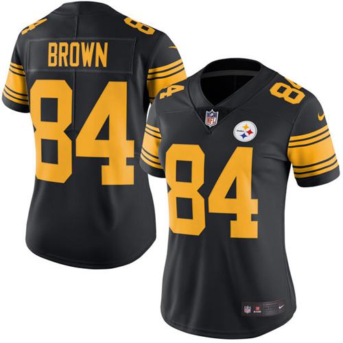 Nike Steelers #84 Antonio Brown Black Women's Stitched NFL Limited Rush Jersey